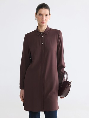 LC Waikiki Lcw Grace Kahverengi Regular Fit Kadın Gömlek Tunik