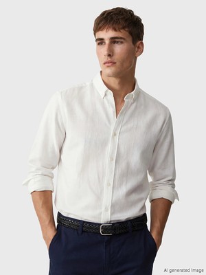 Lcw Vision Beyaz Regular Fit Armürlü Erkek Basic Gömlek