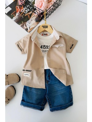Miniğimin Cicileri Casual Style Kolyeli Erkek Çocuk 4 Lü Takım - Bej