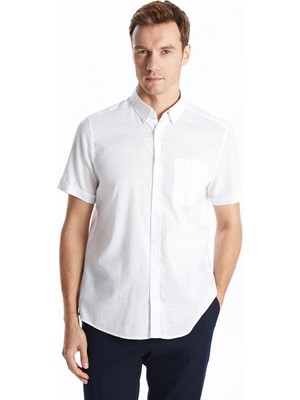 LC Waikiki Lcwaıkıkı Classic Beyaz Regular Fit Keten Karışımlı Erkek Gömlek