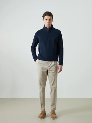 LC Waikiki Lcwaıkıkı Classic Bej Standart Kalıp Gabardin Erkek Pileli Chino Pantolon