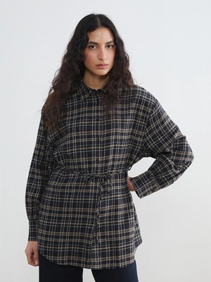 Lcw Modest Haki Ekose Kadın Gömlek Tunik