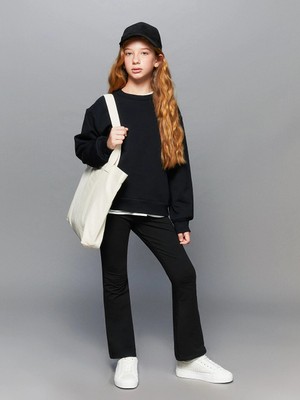 LC Waikiki Lcw Kids Siyah Beli Lastikli Ispanyol Paça Kız Çocuk Tayt