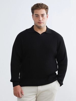 Lcw Vision Siyah Polo Yaka Erkek Triko Kazak