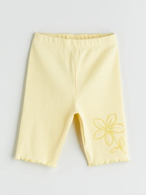 LC Waikiki Lcw Kids Sarı Beli Lastikli Basic Kız Çocuk Kısa Tayt