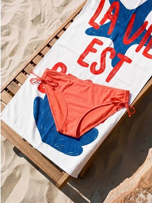 Lcw Dream Mercan Düz Bağlama Detaylı Kadın Bikini Alt