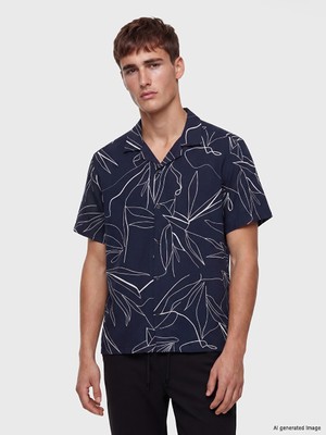 Lcw Vision Indigo Regular Fit Resort Yaka Desenli Erkek Gömlek