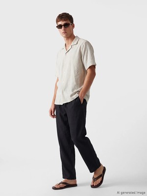 Lcw Vision Siyah Regular Fit %100 Keten Erkek Pantolon