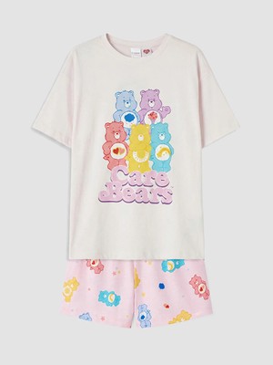 LC Waikiki Lcw Kids Pembe Care Bears Baskılı Kız Çocuk Şortlu Pijama Takımı