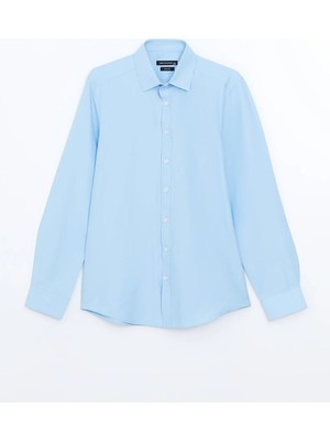 Lcw Busıness Mavi Slim Fit Uzun Kollu Poplin Erkek Gömlek
