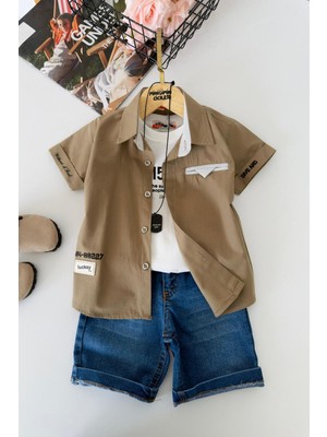 Miniğimin Cicileri Casual Style Kolyeli Erkek Çocuk 4 Lü Takım - Haki