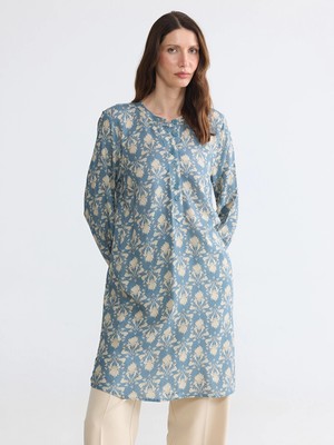LC Waikiki Lcw Grace Indigo Hakim Yaka Desenli Kadın Tunik