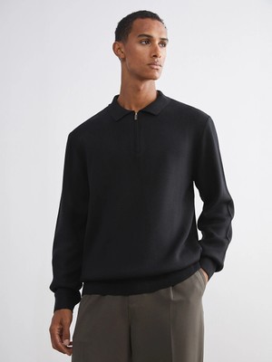 Lcw Vision Siyah Polo Yaka Erkek Triko Kazak
