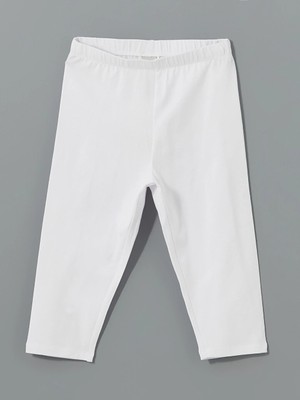 LC Waikiki Lcw Kids Beyaz Beli Lastikli 3/4 Boy Kız Çocuk Tayt