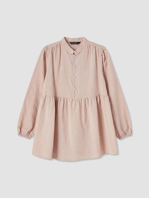 Lcw Modest Pembe Büzgülü Kadın Müslin Tunik