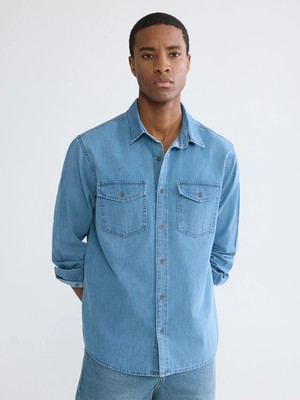 LC Waikiki Lcw Jeans Indigo Regular Fit Erkek Jean Gömlek