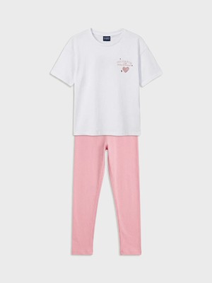 LC Waikiki Lc Waıkıkı Pembe Baskılı Kız Çocuk Pijama Takımı