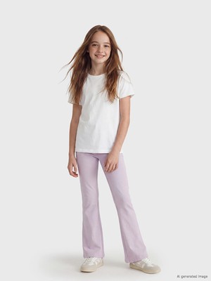 LC Waikiki Lcw Kids Lila Beli Lastikli Kız Çocuk Ispanyol Paça Tayt