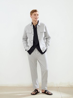 Lcw Vision Gri Slim Fit Keten Karışımlı Erkek Pantolon