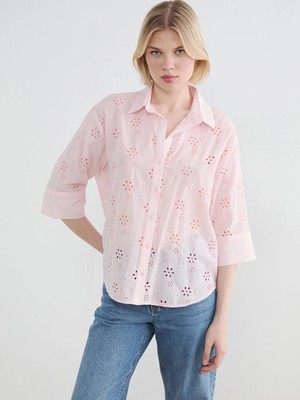 Lcw Vision Pembe Oversize Kadın Gömlek