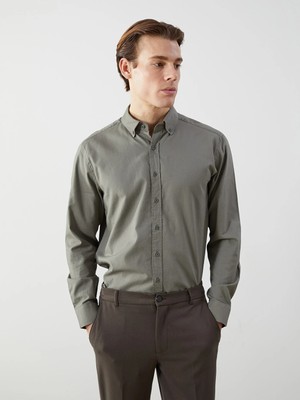 Lcw Vision Haki Slim Fit Uzun Kollu Oxford Erkek Gömlek