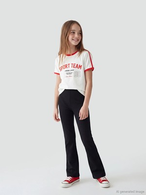 LC Waikiki Lcw Kids Siyah Beli Lastikli Ispanyol Paça Kız Çocuk Tayt
