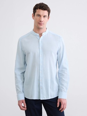 LC Waikiki Lcwaıkıkı Classic Mavi Regular Fit Hakim Yaka Erkek Gömlek