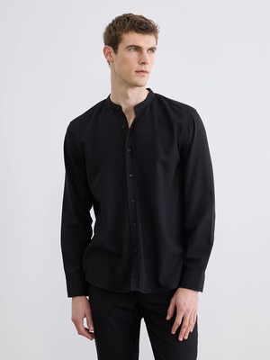 Lcw Vision Siyah Regular Fit Hakim Yaka Erkek Gömlek