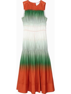 3.1 Phillip Lim Ombré Voile Büzgülü Lüks Tasarım Kadın Maxi Elbise