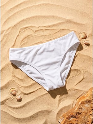 Lcw Dream Beyaz Düz Raşel Kumaş Kadın Bikini Alt
