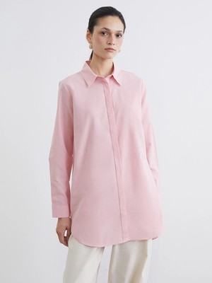 Lcw Modest Pembe Dokulu Kadın Gömlek Tunik