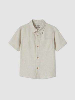 LC Waikiki Lcw Kids Bej Keten Karışımlı Erkek Çocuk Gömlek