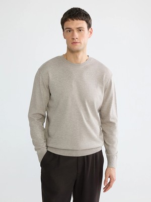 Lcw Vision Bej Bisiklet Yaka Regular Fit Erkek Triko Kazak