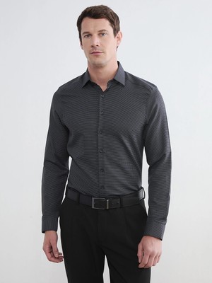 Lcw Busıness Gri Slim Fit Desenli Armürlü Erkek Gömlek