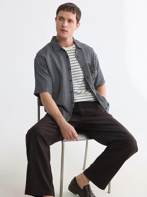 Lcw Vision Lacivert Regular Fit Ekose Erkek Gömlek