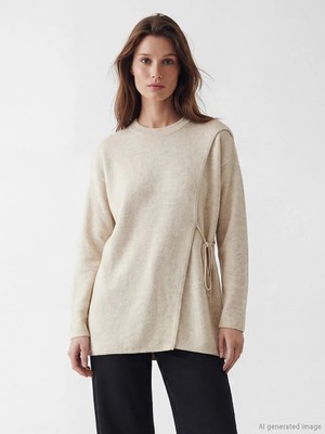Lcw Modest Bej Bisiklet Yaka Kadın Triko Tunik