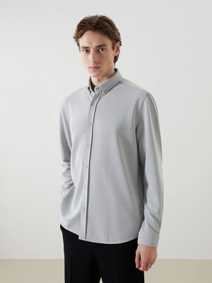 Lcw Vision Gri Slim Fit Uzun Kollu Erkek Gömlek