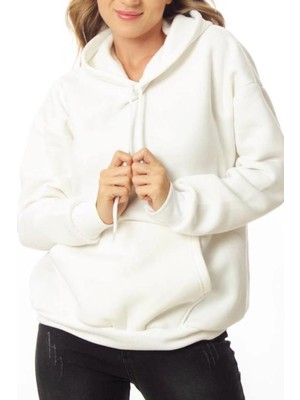Ded Collection Kadın Kapüşonlu Rahat Kesim Kanguru Cepli Oversize Sweatshirt