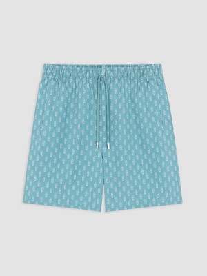 Lcw Swımwear Mavi Kısa Boy Desenli Erkek Deniz Şortu