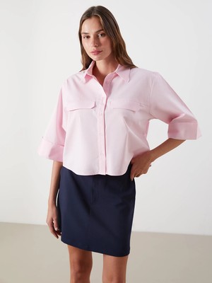 Lcw Vision Pembe Loose Fit Kadın Gömlek