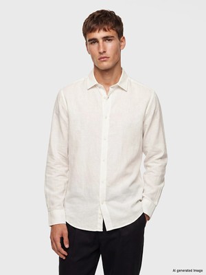 Lcw Vision Beyaz Regular Fit %100 Keten Erkek Gömlek