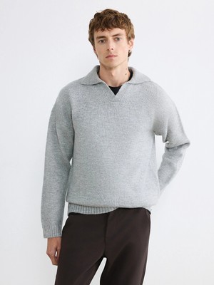 Lcw Vision Gri Polo Yaka Erkek Triko Kazak