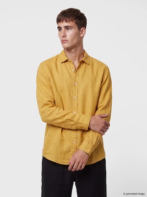 Lcw Vision Sarı Regular Fit %100 Keten Erkek Gömlek