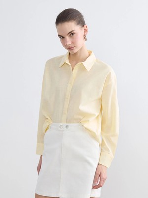 Lcw Vision Sarı Oversize Kadın Gömlek