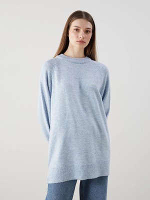 Lcw Modest Mavi Bisiklet Yaka Kadın Triko Tunik