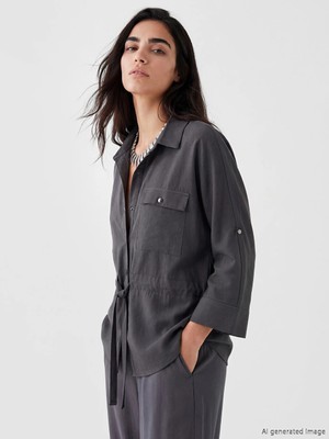 Lcw Vision Gri Regular Fit Kadın Gömlek