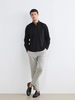 Lcw Vision Gri Normal Bel Dar Fit Desenli Erkek Pantolon