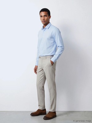 Lcw Busıness Mavi Slim Fit Armürlü Erkek Gömlek