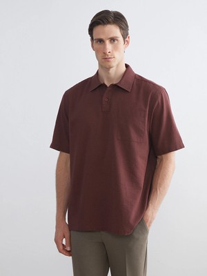 Lcw Vision Bordo Regular Fit Kısa Kollu Oxford Erkek Gömlek