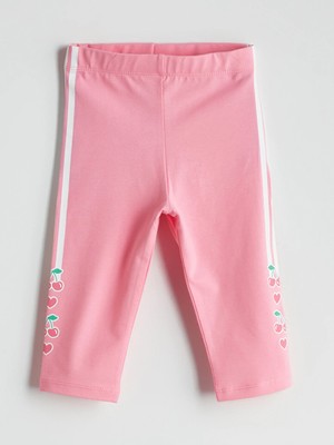 LC Waikiki Lcw Kids Pembe Beli Lastikli Kiraz Baskılı Kız Çocuk Tayt